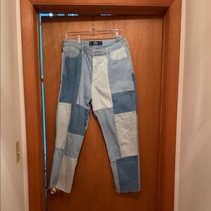 Patchwork Hollister Ultra High Rise Mom Jeans